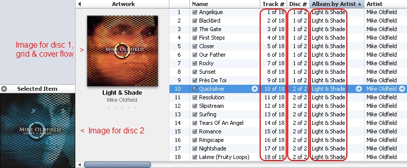 Organising multi-disc albums